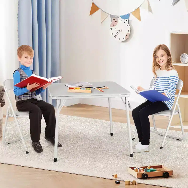Ensemble table et chaises pliantes en métal GustoWave, chaises pliantes rembourrées en cuir avec coussin confortable et cadre en acier durable, table carrée