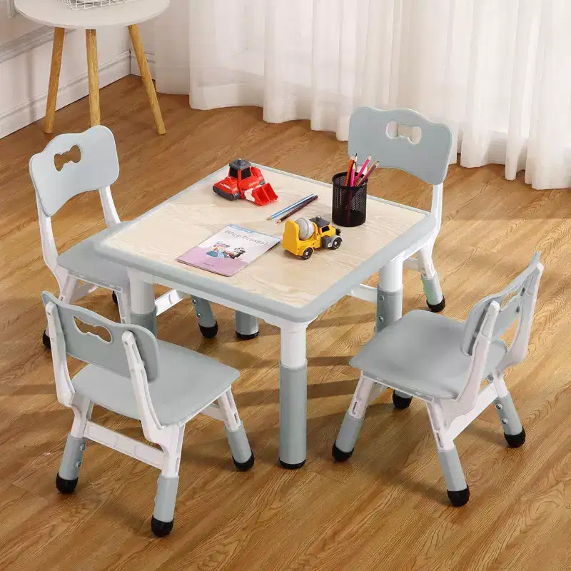 COZONY Table Enfant Réglable avec 4 Chaises, Ensemble Table d'Activités pour Tout-Petits de 23" pour les 2-10 Ans, Bureau de Salle de Jeux Maternelle avec Pieds Antidérapants et Plateau Anti-Graffiti