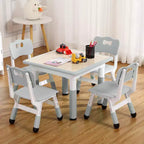 COZONY Table Enfant Réglable avec 4 Chaises, Ensemble Table d'Activités pour Tout-Petits de 23" pour les 2-10 Ans, Bureau de Salle de Jeux Maternelle avec Pieds Antidérapants et Plateau Anti-Graffiti
