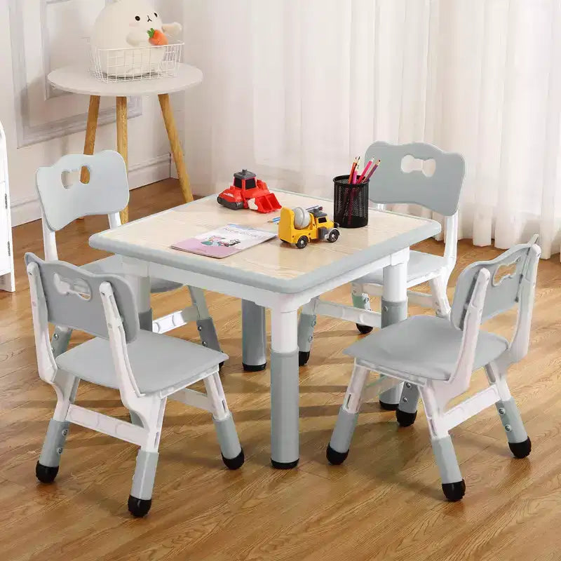 COZONY Table Enfant Réglable avec 4 Chaises, Ensemble Table d'Activités pour Tout-Petits de 23" pour les 2-10 Ans, Bureau de Salle de Jeux Maternelle avec Pieds Antidérapants et Plateau Anti-Graffiti