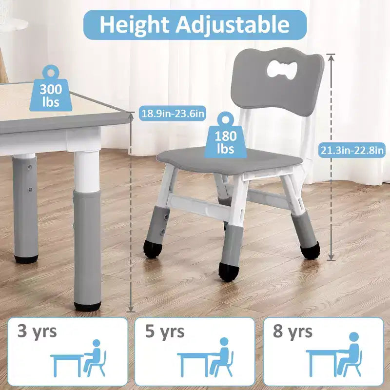 COZONY Table Enfant Réglable avec 4 Chaises, Ensemble Table d'Activités pour Tout-Petits de 23" pour les 2-10 Ans, Bureau de Salle de Jeux Maternelle avec Pieds Antidérapants et Plateau Anti-Graffiti