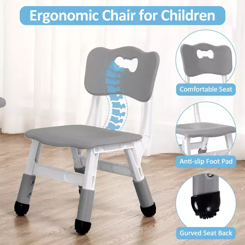 COZONY Table Enfant Réglable avec 4 Chaises, Ensemble Table d'Activités pour Tout-Petits de 23" pour les 2-10 Ans, Bureau de Salle de Jeux Maternelle avec Pieds Antidérapants et Plateau Anti-Graffiti