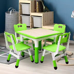 COZONY Table Enfant Réglable avec 4 Chaises, Ensemble Table d'Activités pour Tout-Petits de 23" pour les 2-10 Ans, Bureau de Salle de Jeux Maternelle avec Pieds Antidérapants et Plateau Anti-Graffiti