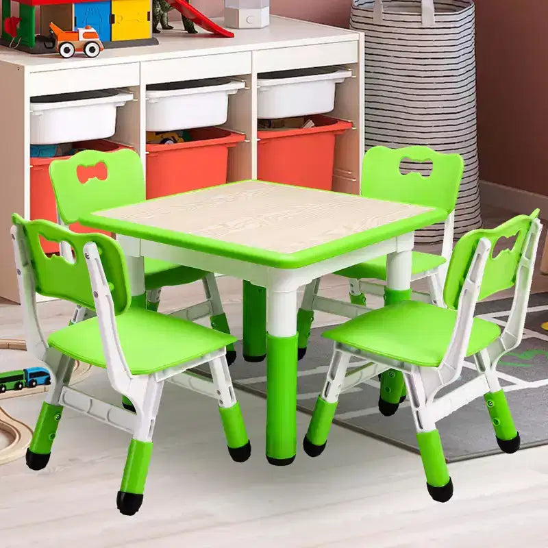 COZONY Table Enfant Réglable avec 4 Chaises, Ensemble Table d'Activités pour Tout-Petits de 23" pour les 2-10 Ans, Bureau de Salle de Jeux Maternelle avec Pieds Antidérapants et Plateau Anti-Graffiti