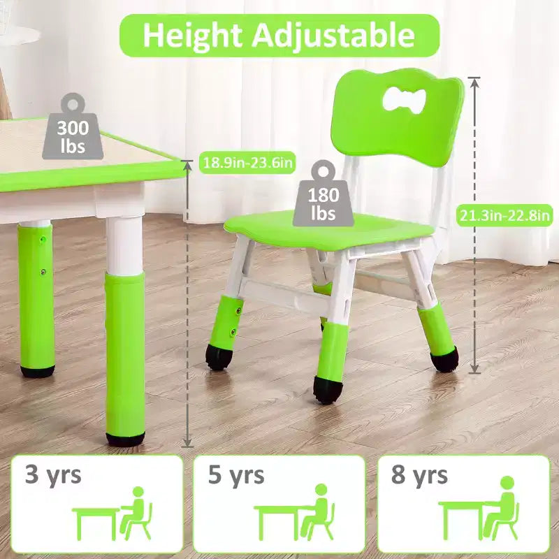 COZONY Table Enfant Réglable avec 4 Chaises, Ensemble Table d'Activités pour Tout-Petits de 23" pour les 2-10 Ans, Bureau de Salle de Jeux Maternelle avec Pieds Antidérapants et Plateau Anti-Graffiti
