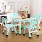 COZONY Table Enfant Réglable avec 4 Chaises, Ensemble Table d'Activités pour Tout-Petits de 23" pour les 2-10 Ans, Bureau de Salle de Jeux Maternelle avec Pieds Antidérapants et Plateau Anti-Graffiti