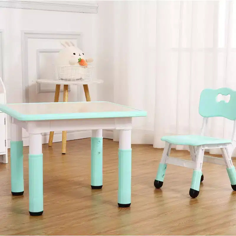 COZONY Table Enfant Réglable avec 4 Chaises, Ensemble Table d'Activités pour Tout-Petits de 23" pour les 2-10 Ans, Bureau de Salle de Jeux Maternelle avec Pieds Antidérapants et Plateau Anti-Graffiti