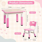 COZONY Table Enfant Réglable avec 4 Chaises, Ensemble Table d'Activités pour Tout-Petits de 23" pour les 2-10 Ans, Bureau de Salle de Jeux Maternelle avec Pieds Antidérapants et Plateau Anti-Graffiti