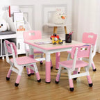 COZONY Table Enfant Réglable avec 4 Chaises, Ensemble Table d'Activités pour Tout-Petits de 23" pour les 2-10 Ans, Bureau de Salle de Jeux Maternelle avec Pieds Antidérapants et Plateau Anti-Graffiti