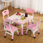 COZONY Table Enfant Réglable avec 4 Chaises, Ensemble Table d'Activités pour Tout-Petits de 23" pour les 2-10 Ans, Bureau de Salle de Jeux Maternelle avec Pieds Antidérapants et Plateau Anti-Graffiti