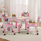 COZONY Table Enfant Réglable avec 4 Chaises, Ensemble Table d'Activités pour Tout-Petits de 23" pour les 2-10 Ans, Bureau de Salle de Jeux Maternelle avec Pieds Antidérapants et Plateau Anti-Graffiti