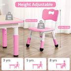 COZONY Table Enfant Réglable avec 4 Chaises, Ensemble Table d'Activités pour Tout-Petits de 23" pour les 2-10 Ans, Bureau de Salle de Jeux Maternelle avec Pieds Antidérapants et Plateau Anti-Graffiti