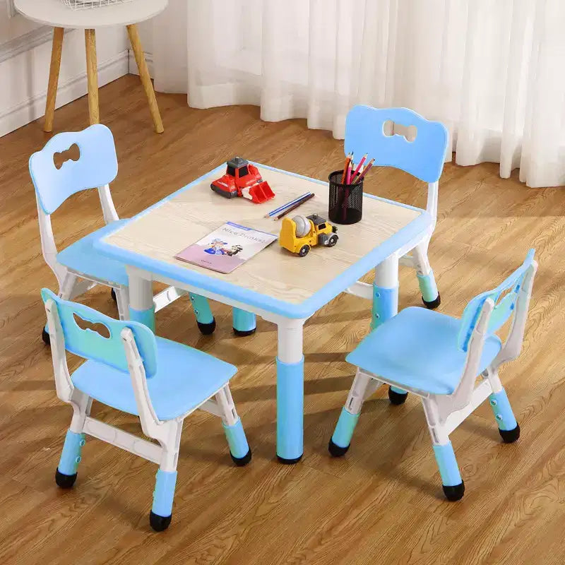 COZONY Table Enfant Réglable avec 4 Chaises, Ensemble Table d'Activités pour Tout-Petits de 23" pour les 2-10 Ans, Bureau de Salle de Jeux Maternelle avec Pieds Antidérapants et Plateau Anti-Graffiti