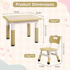 COZONY Table Enfant Réglable avec 4 Chaises, Ensemble Table d'Activités pour Tout-Petits de 23" pour les 2-10 Ans, Bureau de Salle de Jeux Maternelle avec Pieds Antidérapants et Plateau Anti-Graffiti
