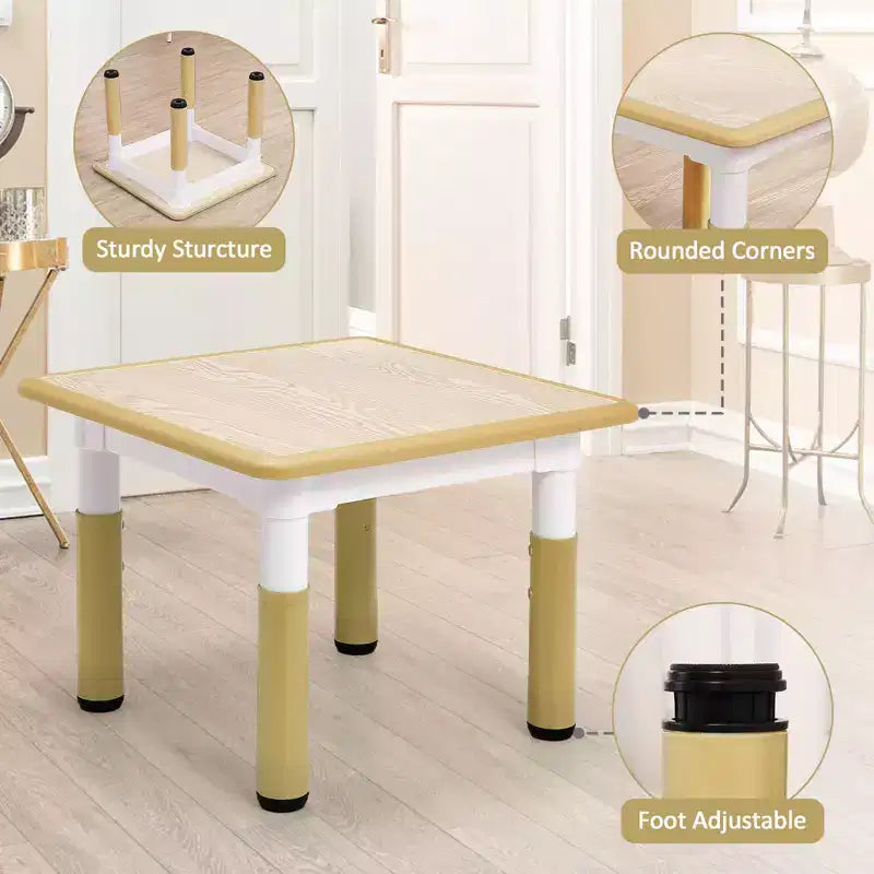 COZONY Table Enfant Réglable avec 4 Chaises, Ensemble Table d'Activités pour Tout-Petits de 23" pour les 2-10 Ans, Bureau de Salle de Jeux Maternelle avec Pieds Antidérapants et Plateau Anti-Graffiti