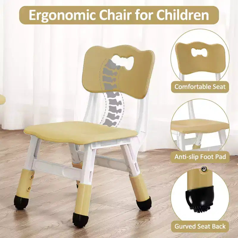 COZONY Table Enfant Réglable avec 4 Chaises, Ensemble Table d'Activités pour Tout-Petits de 23" pour les 2-10 Ans, Bureau de Salle de Jeux Maternelle avec Pieds Antidérapants et Plateau Anti-Graffiti