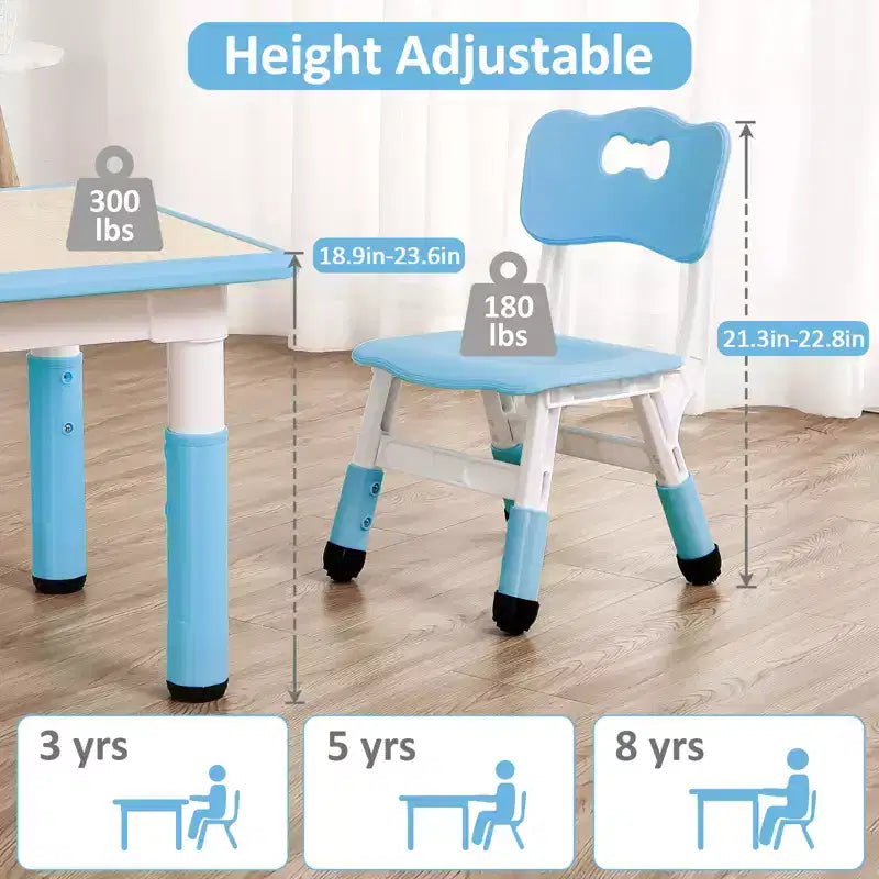COZONY Table Enfant Réglable avec 4 Chaises, Ensemble Table d'Activités pour Tout-Petits de 23" pour les 2-10 Ans, Bureau de Salle de Jeux Maternelle avec Pieds Antidérapants et Plateau Anti-Graffiti