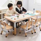 Table et 6 chaises pour enfants GustoWave, ensemble de table et 6 chaises pour tout-petits réglables en hauteur de 119 cm avec pieds antidérapants