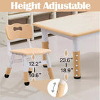 Table et 6 chaises pour enfants GustoWave, ensemble de table et 6 chaises pour tout-petits réglables en hauteur de 119 cm avec pieds antidérapants