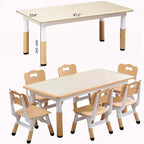 Table et 6 chaises pour enfants GustoWave, ensemble de table et 6 chaises pour tout-petits réglables en hauteur de 119 cm avec pieds antidérapants