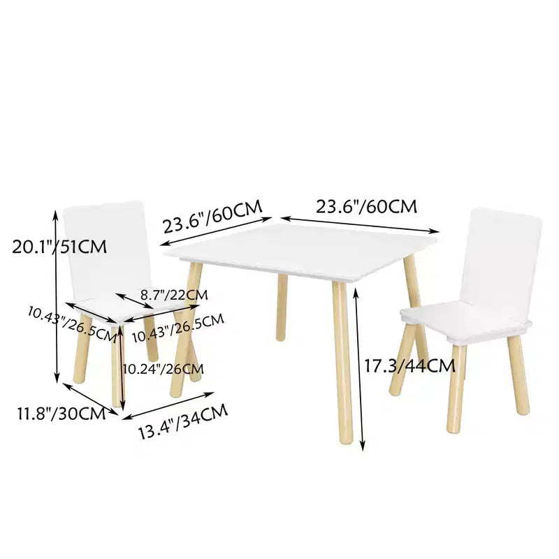 Ensemble table et chaises pour tout-petits, bureau multifonctionnel et 2 chaises pour enfants, table d'étude/jouet/repas au design sûr pour enfants pour salon et chambre d'enfants
