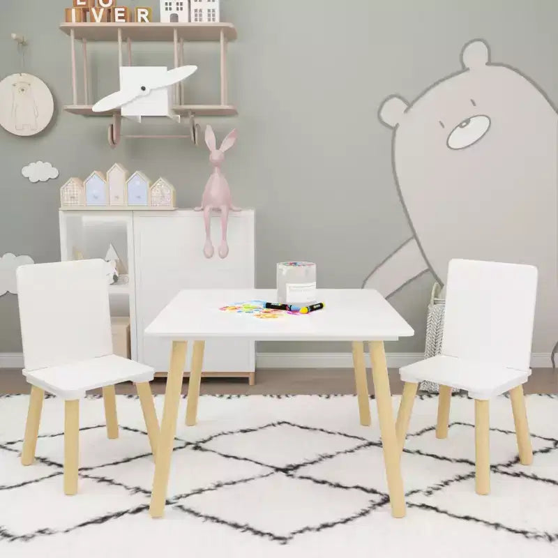 Ensemble table et chaises pour tout-petits, bureau multifonctionnel et 2 chaises pour enfants, table d'étude/jouet/repas au design sûr pour enfants pour salon et chambre d'enfants