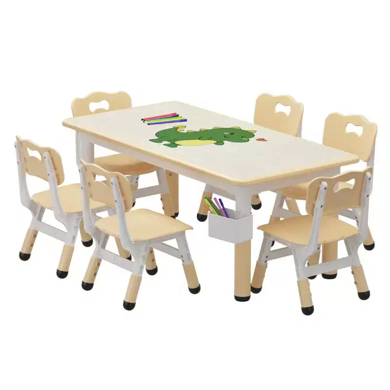 GustoWave Table et 6 Chaises pour Enfants, Ensemble Table et Chaises pour Tout-Petits de 2 à 10 Ans, Table d'Activités pour Enfants avec Boîte de Rangement