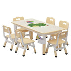 GustoWave Table et 6 Chaises pour Enfants, Ensemble Table et Chaises pour Tout-Petits de 2 à 10 Ans, Table d'Activités pour Enfants avec Boîte de Rangement