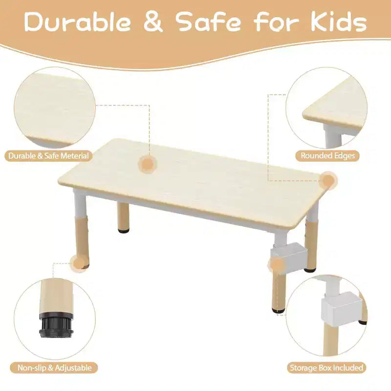 GustoWave Table et 6 Chaises pour Enfants, Ensemble Table et Chaises pour Tout-Petits de 2 à 10 Ans, Table d'Activités pour Enfants avec Boîte de Rangement