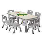 GustoWave Table et 6 Chaises pour Enfants, Ensemble Table et Chaises pour Tout-Petits de 2 à 10 Ans, Table d'Activités pour Enfants avec Boîte de Rangement
