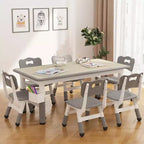 GustoWave Kids Table Set and 6 Chair, Toddler Table and Chairs Set for Ages 2-10,Children Activity Table with Storage Box