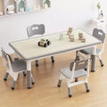 GustoWave Kids Table and Chair Sets, Height Adjustable Toddler Table and 4 Chairs Set, Easy to Wipe Drawing Tabletop, for Classrooms,Dark Grey