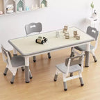 GustoWave Kids Table and Chair Sets, Height Adjustable Toddler Table and 4 Chairs Set, Easy to Wipe Drawing Tabletop, for Classrooms,Dark Grey