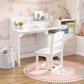 GustoWave Kids Study Desk with Chair,Wooden Children Study Table, Kids Desk & Chair Sets with Hutch and Storage Cabinet for 3-12 Year Old