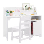 Bureau et chaise d'étude pour enfants GustoWave, Table d'étude pour enfants en bois, Ensembles bureau et chaise pour enfants avec étagère et armoire de rangement pour enfants de 3 à 12 ans