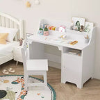 Bureau et chaise d'étude pour enfants GustoWave, Table d'étude pour enfants en bois, Ensembles bureau et chaise pour enfants avec étagère et armoire de rangement pour enfants de 3 à 12 ans