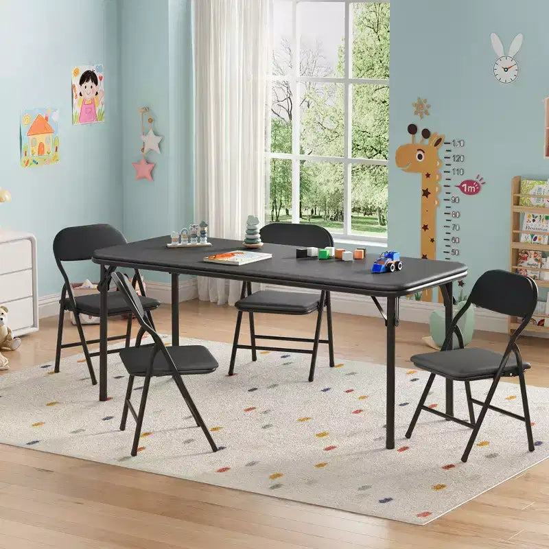 Ensemble table et 4 chaises pliantes pour enfants, pliable, ensemble table et chaises d'activités pour enfants, pour salle à manger, salon