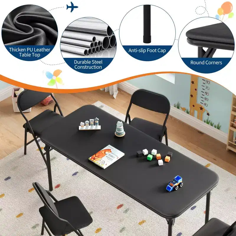Ensemble table et 4 chaises pliantes pour enfants, pliable, ensemble table et chaises d'activités pour enfants, pour salle à manger, salon