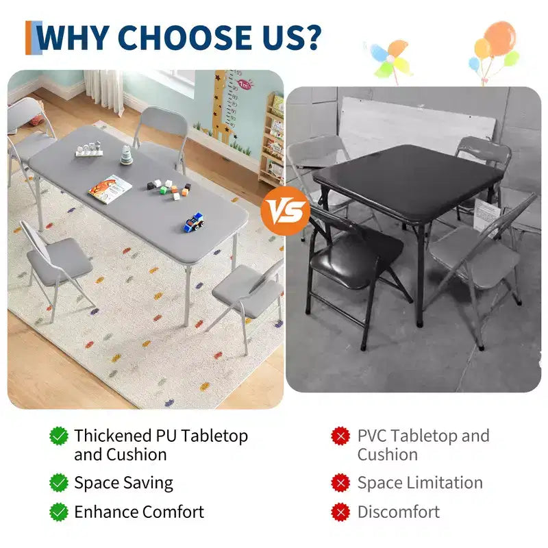 Ensemble table et 4 chaises pliantes pour enfants, pliable, ensemble table et chaises d'activités pour enfants, pour salle à manger, salon