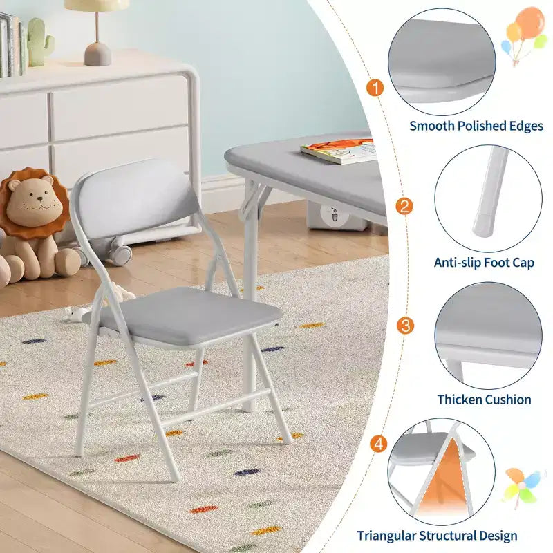 Ensemble table et 4 chaises pliantes pour enfants, pliable, ensemble table et chaises d'activités pour enfants, pour salle à manger, salon