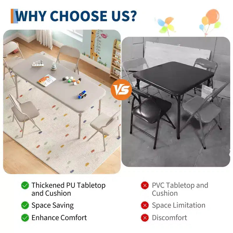Ensemble table et 4 chaises pliantes pour enfants, pliable, ensemble table et chaises d'activités pour enfants, pour salle à manger, salon