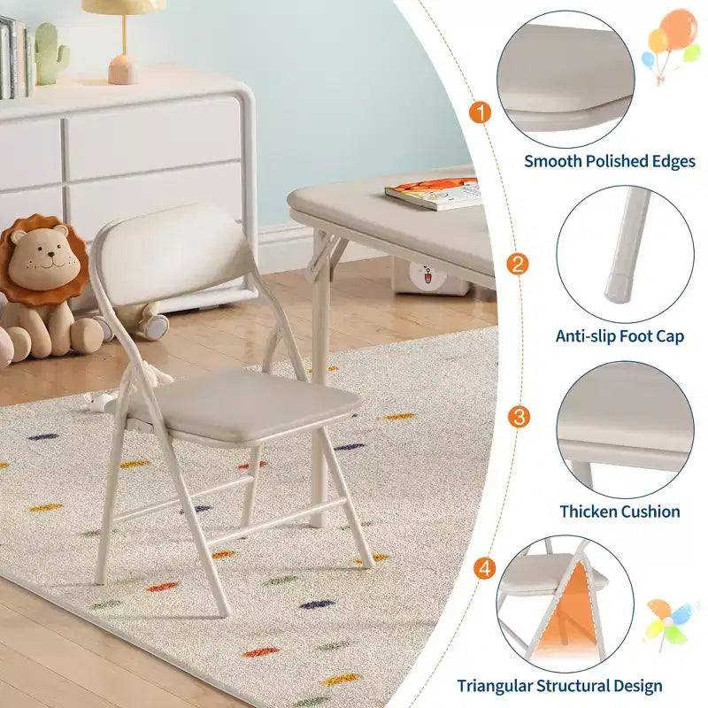 Ensemble table et 4 chaises pliantes pour enfants, pliable, ensemble table et chaises d'activités pour enfants, pour salle à manger, salon