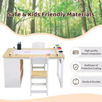 Table et chaise d'art pour enfants 4 en 1 GustoWave, grand bureau de loisirs avec rangement portable pour fournitures artistiques, table d'activités et d'étude pour enfants