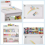 Table d'art pour enfants avec chaises, Meubles en bois pour enfants, Table de loisirs créatifs avec grandes étagères de rangement, Bureau de dessin en bois, pour salles de classe, garderies, maison