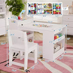 Table d'art pour enfants avec chaises, Meubles en bois pour enfants, Table de loisirs créatifs avec grandes étagères de rangement, Bureau de dessin en bois, pour salles de classe, garderies, maison