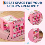 Table d'art pour enfants avec chaises, Meubles en bois pour enfants, Table de loisirs créatifs avec grandes étagères de rangement, Bureau de dessin en bois, pour salles de classe, garderies, maison