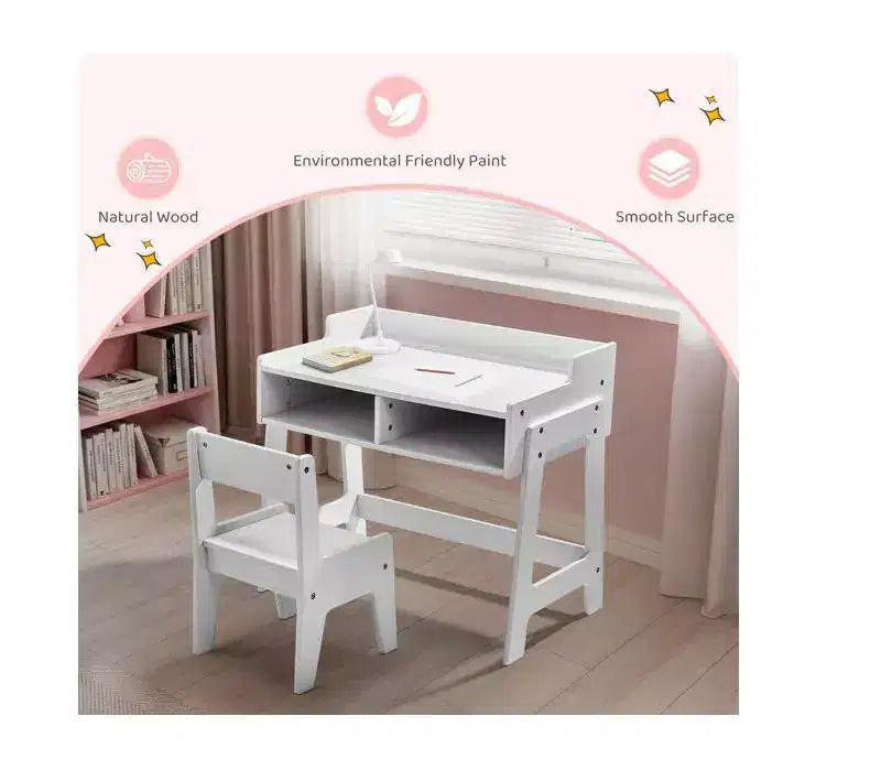 Ensemble bureau et chaise d'étude pour enfants Karl Home en MDF avec 2 compartiments de rangement
