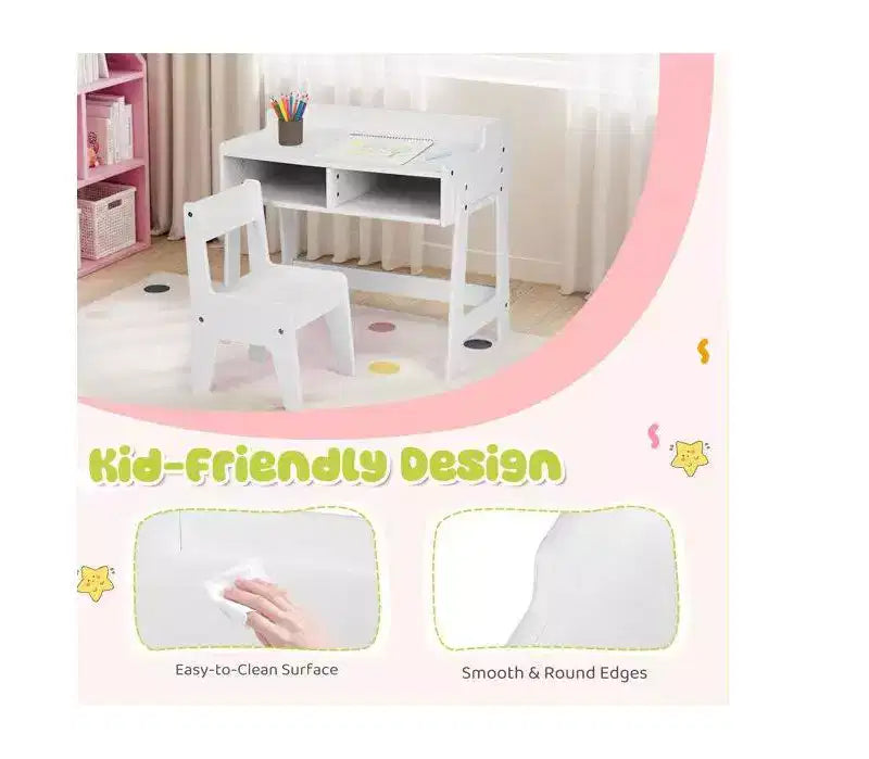Ensemble bureau et chaise d'étude pour enfants Karl Home en MDF avec 2 compartiments de rangement