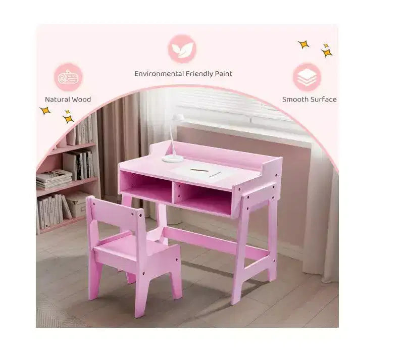 Ensemble bureau et chaise d'étude pour enfants Karl Home en MDF avec 2 compartiments de rangement