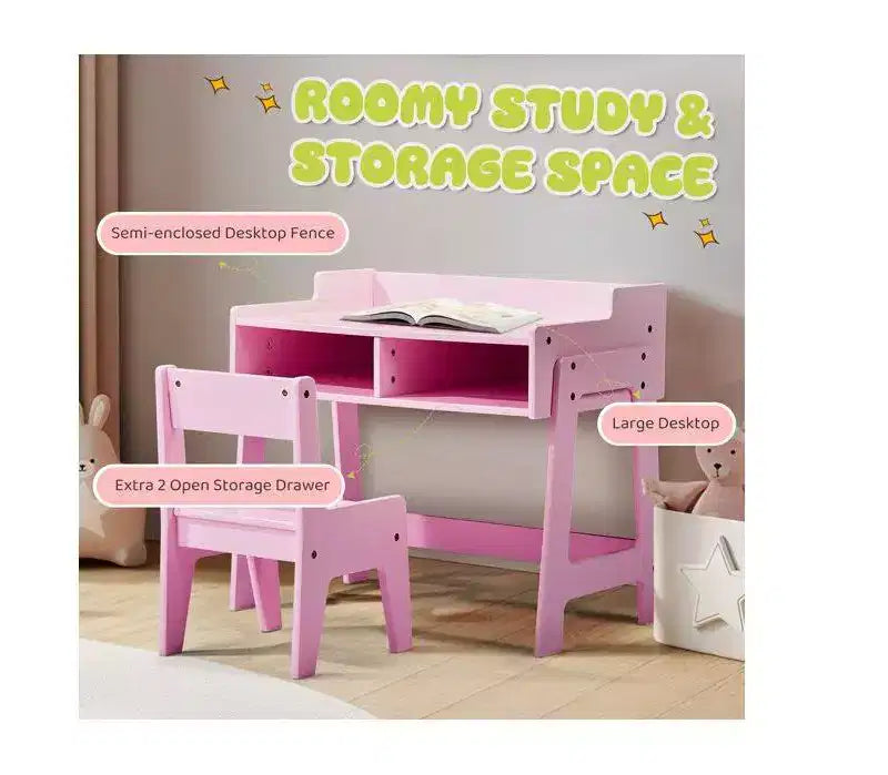 Ensemble bureau et chaise d'étude pour enfants Karl Home en MDF avec 2 compartiments de rangement
